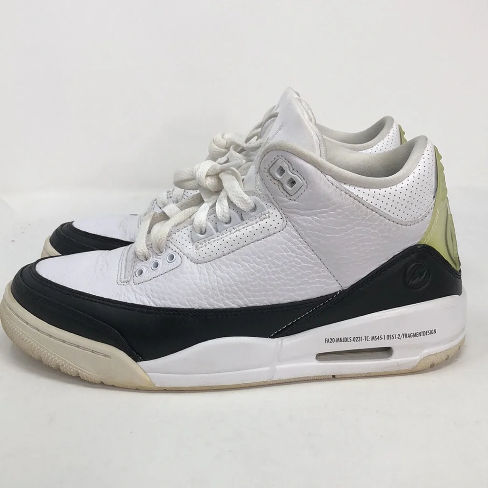 Air Jordan 3 Retro SP x Fragment Design Mid White DA3583-100 Shoes - Size 7.5